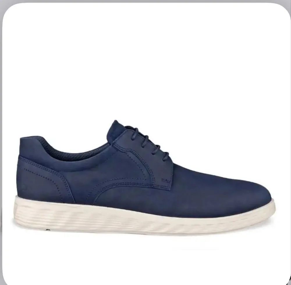 Ecco Men's Lite Hybrid Plain Toe Lace-up Nubuck Derby Shoes Blue SZ 41 us 7-7.5